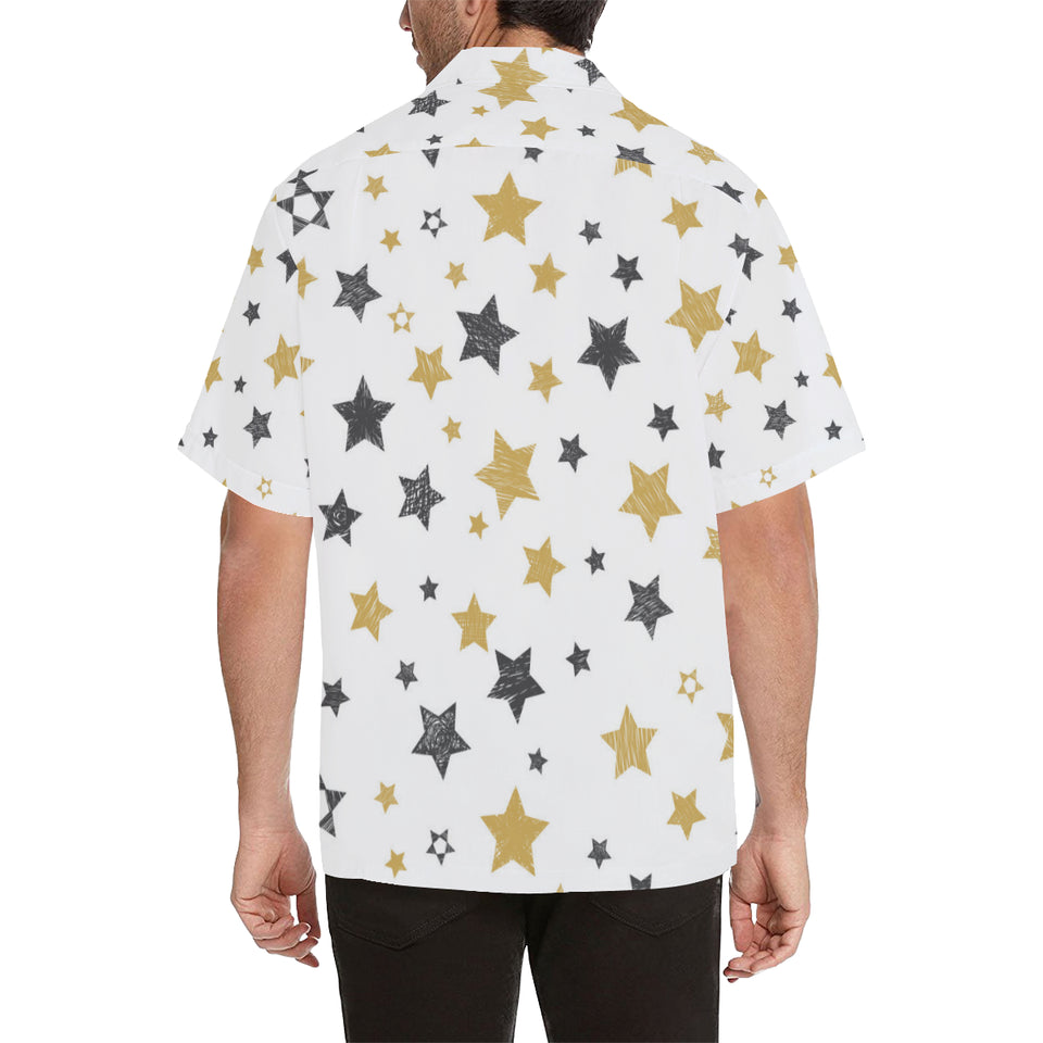 hand drawn gold black star pattern Men's All Over Print Hawaiian Shirt