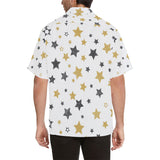 hand drawn gold black star pattern Men's All Over Print Hawaiian Shirt