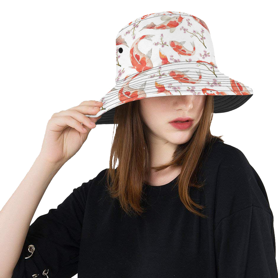 Watercolor fancy carp pattern Unisex Bucket Hat