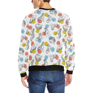 Siberian husky and colorful circle pattern Men's Crew Neck Sweatshirt