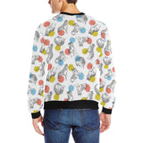 Siberian husky and colorful circle pattern Men's Crew Neck Sweatshirt