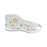 Cute elephants palm tree flower butterfly pattern Women's High Top Canvas Shoes White