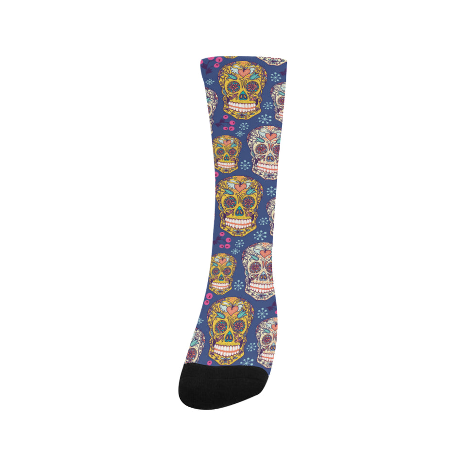 Sugar skull flower pattern Crew Socks