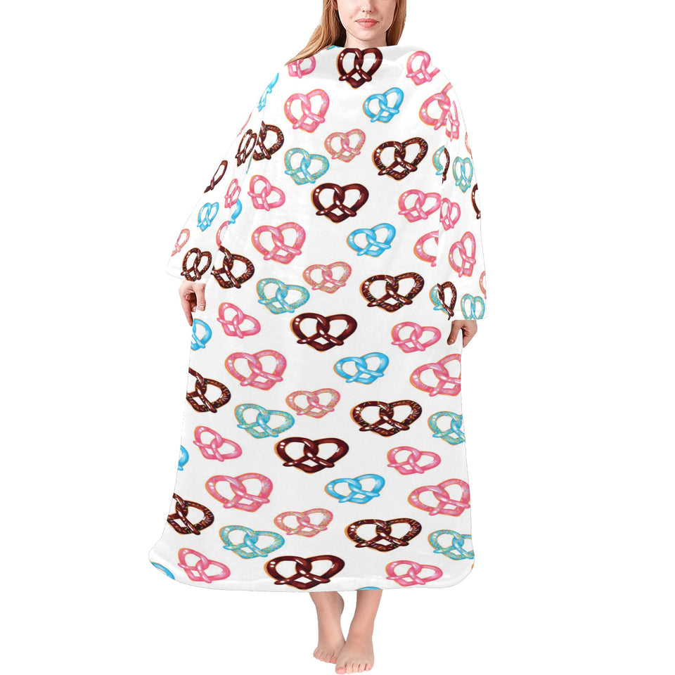 Pretzels Pattern Print Design 04 Blanket Robe with Sleeves