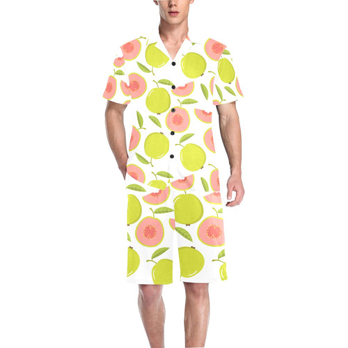 Guava pattern Men's V-Neck Short Pajama Set