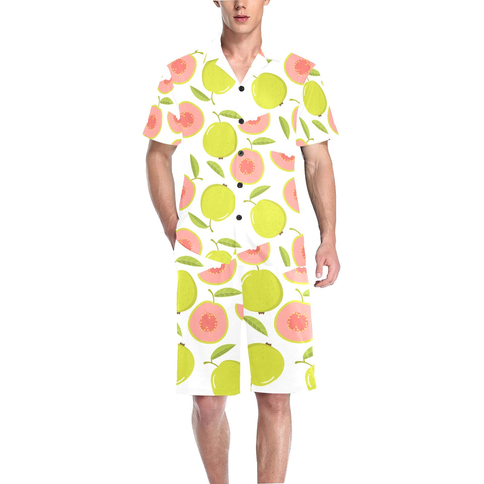 Guava pattern Men's V-Neck Short Pajama Set