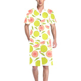 Guava pattern Men's V-Neck Short Pajama Set