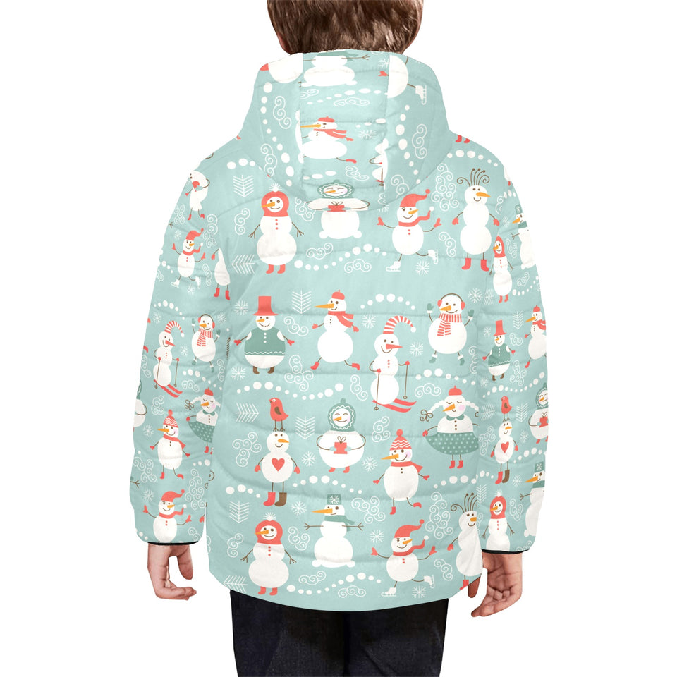 Cute snowman pattern Kids' Boys' Girls' Padded Hooded Jacket