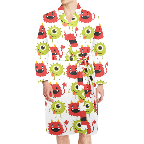 Alien Pattern Print Design 05 Men's Long Sleeve Belted Night Robe