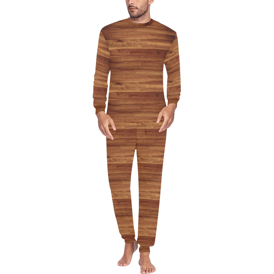 Wood Printed Pattern Print Design 04 Men's All Over Print Pajama