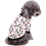 Zebra pink flower background All Over Print Pet Dog Round Neck Fuzzy Shirt
