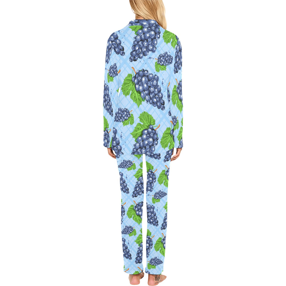 Watercolor grape pattern Women's Long Pajama Set