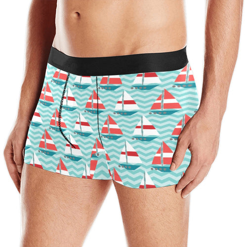 Red White sailboat wave background Men's All Over Print Boxer Briefs Men's Underwear