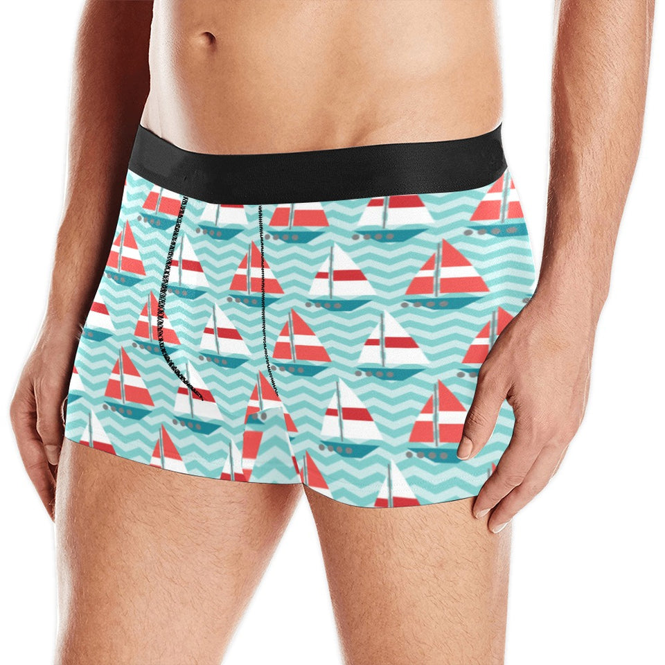 Red White sailboat wave background Men's All Over Print Boxer Briefs Men's Underwear