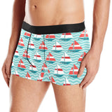 Red White sailboat wave background Men's All Over Print Boxer Briefs Men's Underwear