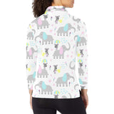 Cute elephant mouse pattern Women's Long Sleeve Polo Shirt