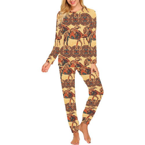 Camel polynesian tribal design pattern Women's All Over Print Pajama Set
