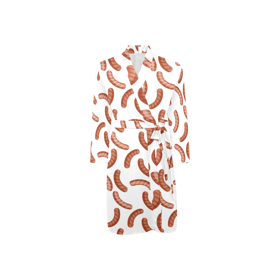Sausage Pattern Print Design 04 Men's Long Sleeve Belted Night Robe