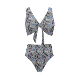 Skate Board Pattern Print Design 03 Chest Bowknot High Waisted Bikini Swimsuit