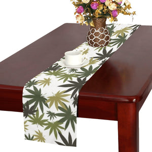 Canabis Marijuana Weed Pattern Print Design 05 Table Runner