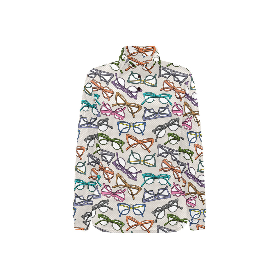 Sun Glasses Pattern Print Design 01 Women's Long Sleeve Polo Shirt