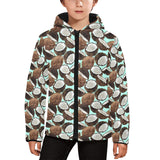 Coconut Pattern Print Design 03 Kids' Boys' Girls' Padded Hooded Jacket