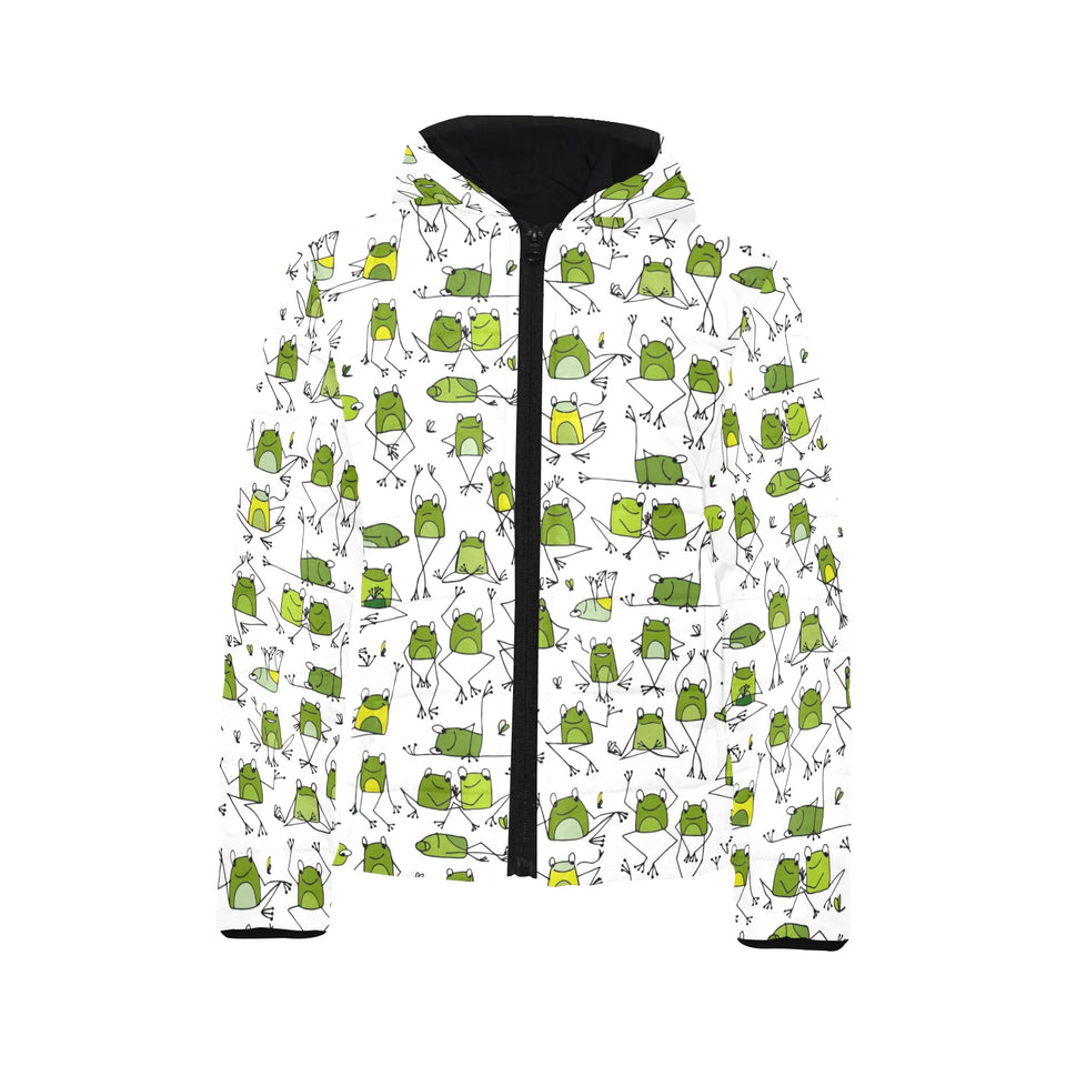 Sketch funny frog pattern Kids' Boys' Girls' Padded Hooded Jacket