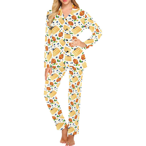 Pancake Pattern Print Design 02 Women's Long Pajama Set