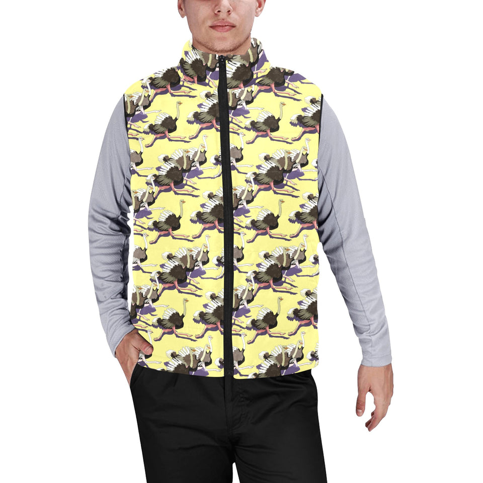 Ostrich Pattern Print Design 04 Men's Padded Vest