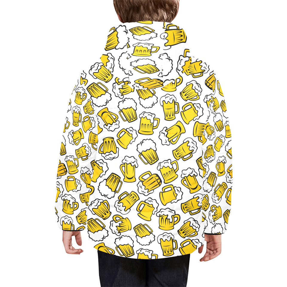 Beer design pattern Kids' Boys' Girls' Padded Hooded Jacket