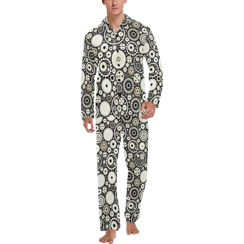 Gear Pattern Print Design 02 Men's Long Pajama Set