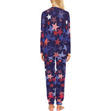 Red blue star pattern Women's All Over Print Pajama Set