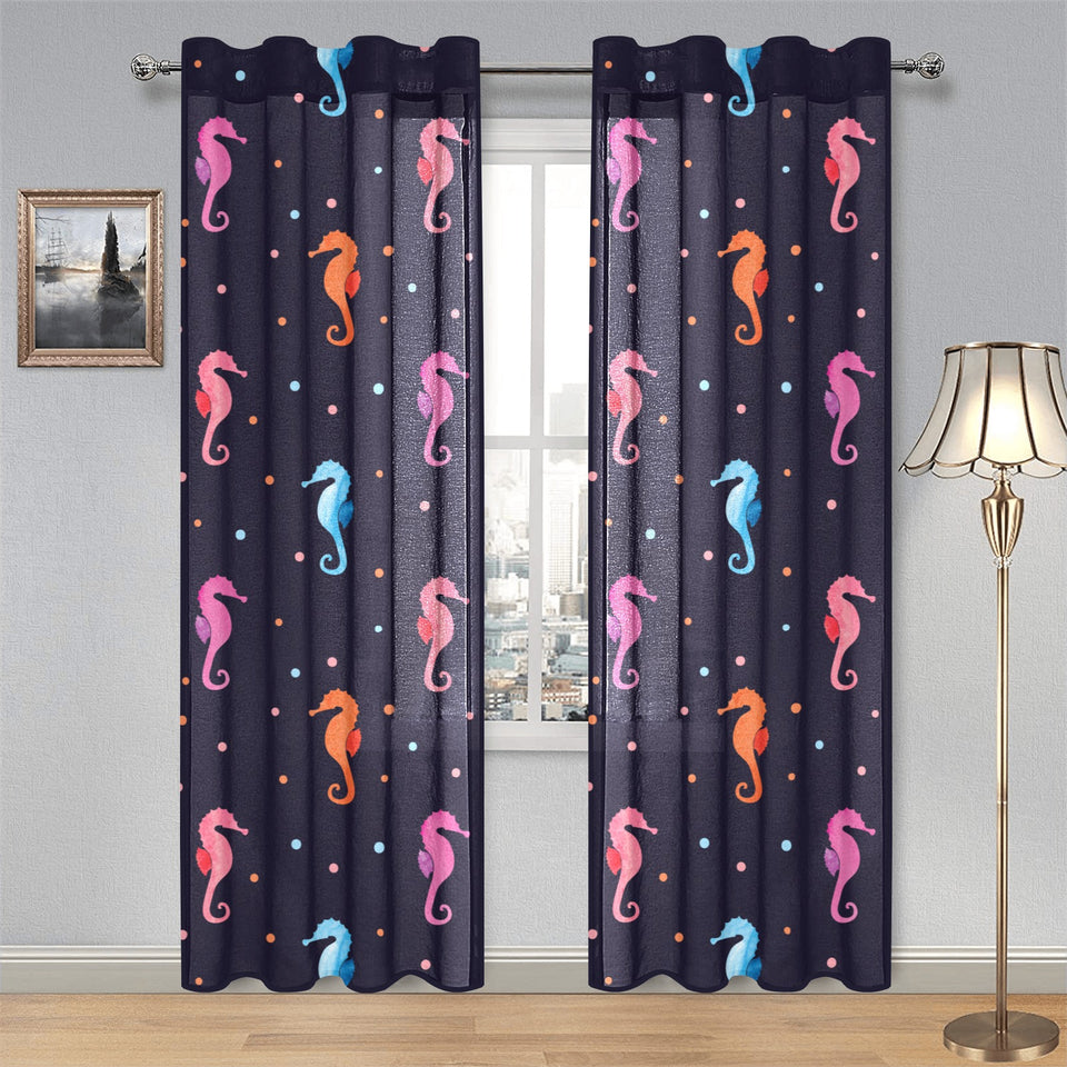 Watercolor colorful seahorse pattern Gauze Curtain