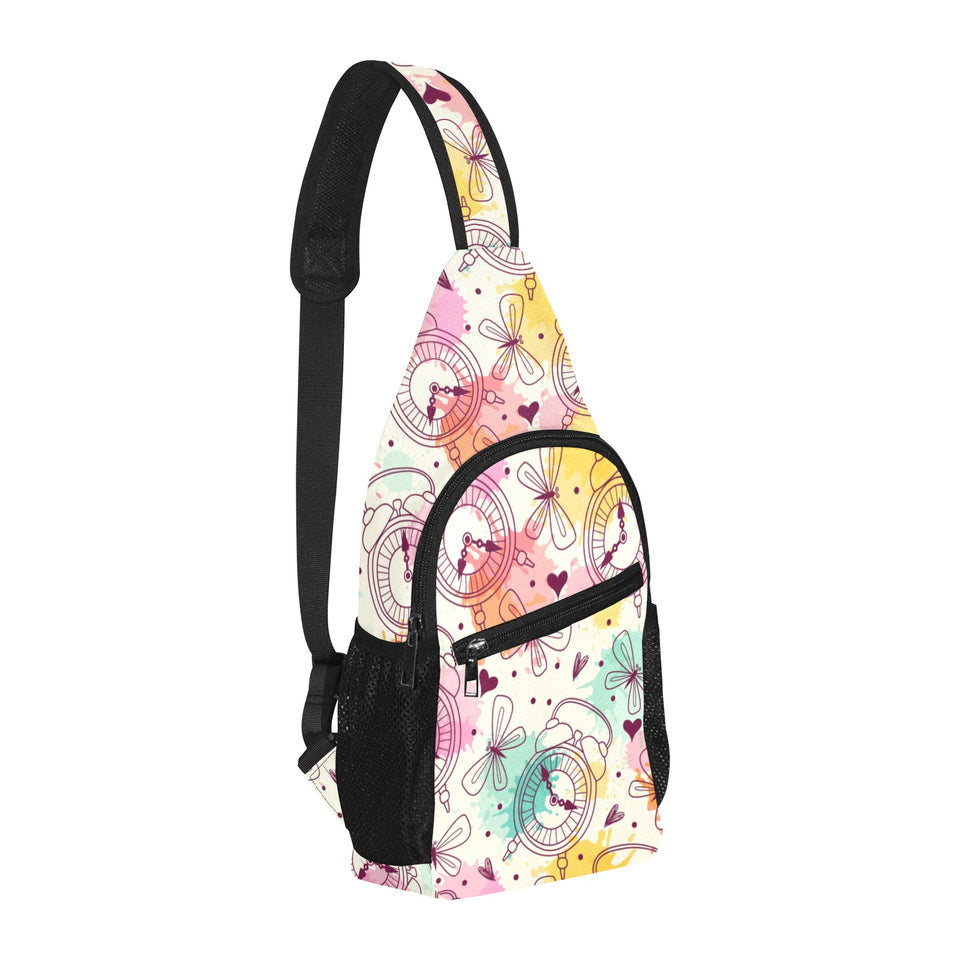 Clock butterfly pattern All Over Print Chest Bag