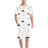 Polar bears star poka dot pattern Men's V-Neck Short Pajama Set