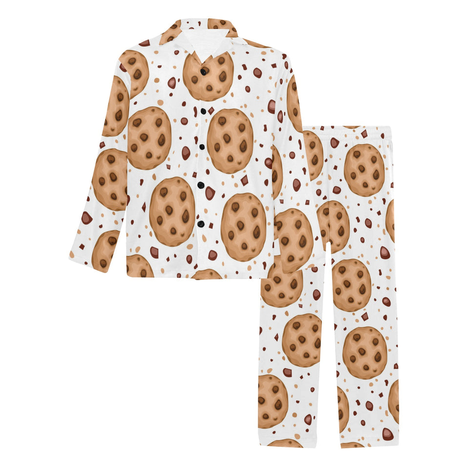 chocolate chip cookie pattern Men's Long Pajama Set
