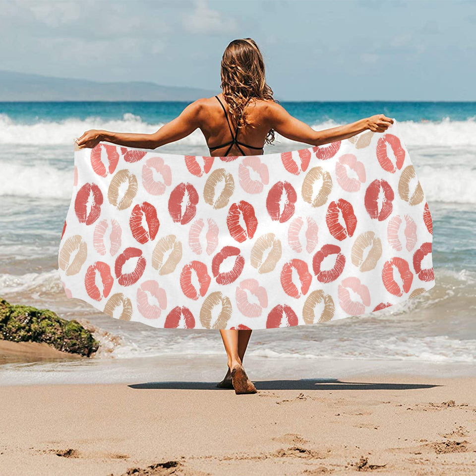 Lips Pattern Print Design 04 Beach Towel
