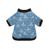 Hand drawn sailboat pattern All Over Print Pet Dog Round Neck Fuzzy Shirt