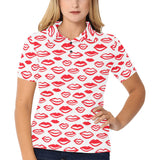 Lips Pattern Print Design 05 Women's All Over Print Polo Shirt