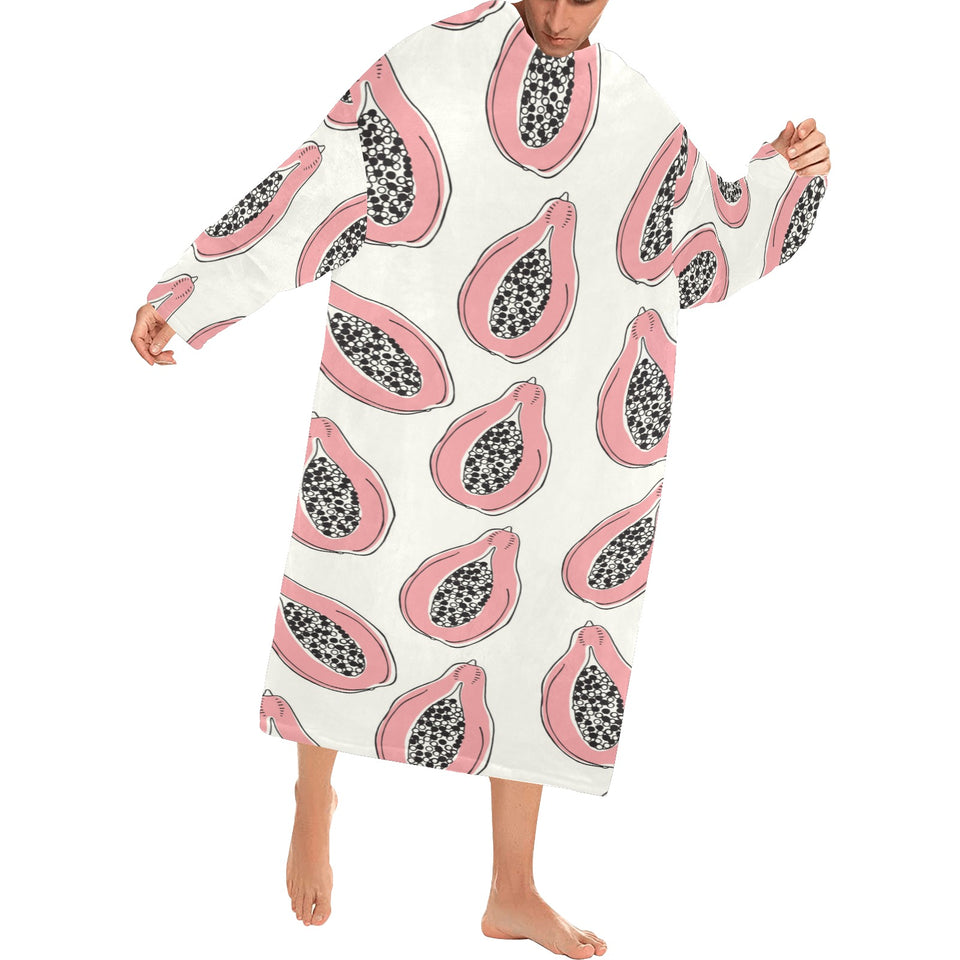 papaya pattern Blanket Robe with Sleeves