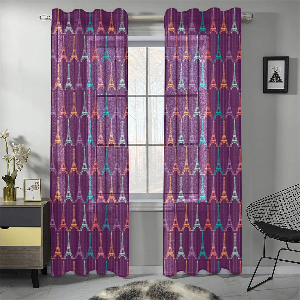 Eiffel Tower Pattern Print Design 05 Gauze Curtain