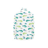 watercolor crocodile pattern Women's Long Sleeve Polo Shirt