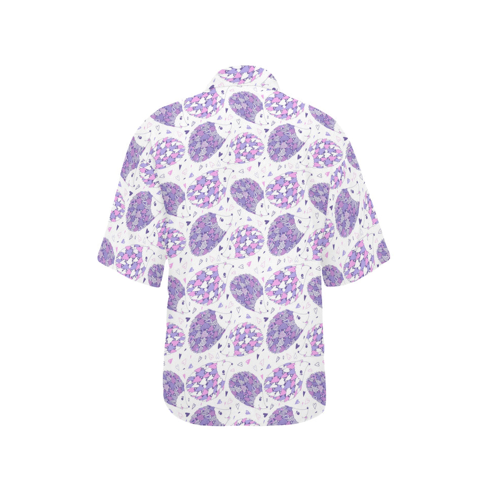 Hedgehog Pattern Print Design 05 Women's All Over Print Hawaiian Shirt