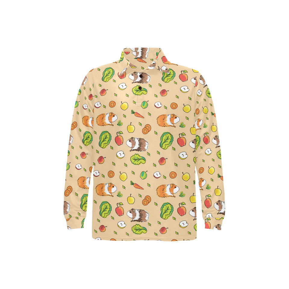 Guinea Pig Pattern Print Design 05 Men's Long Sleeve Polo Shirt
