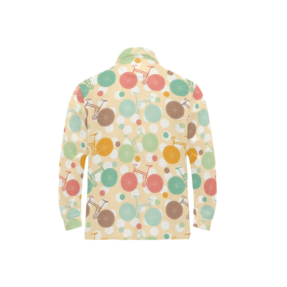 Bicycle Pattern Print Design 01 Men's Long Sleeve Polo Shirt