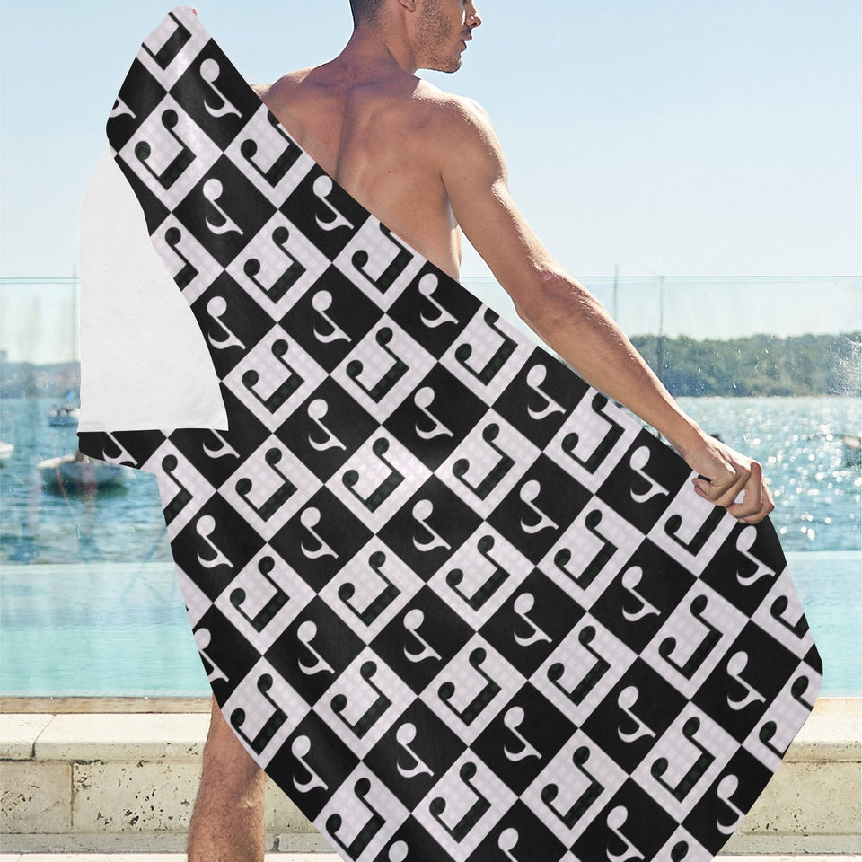 Music Notes Pattern Print Design 01 Beach Towel
