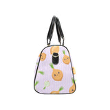 cute onions smiling faces purple background Travel Bag