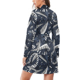 Piano Pattern Print Design 02 Women's Long Sleeve Belted Night Robe