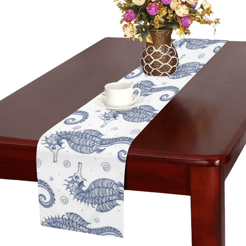 Seahorse pattern background Table Runner
