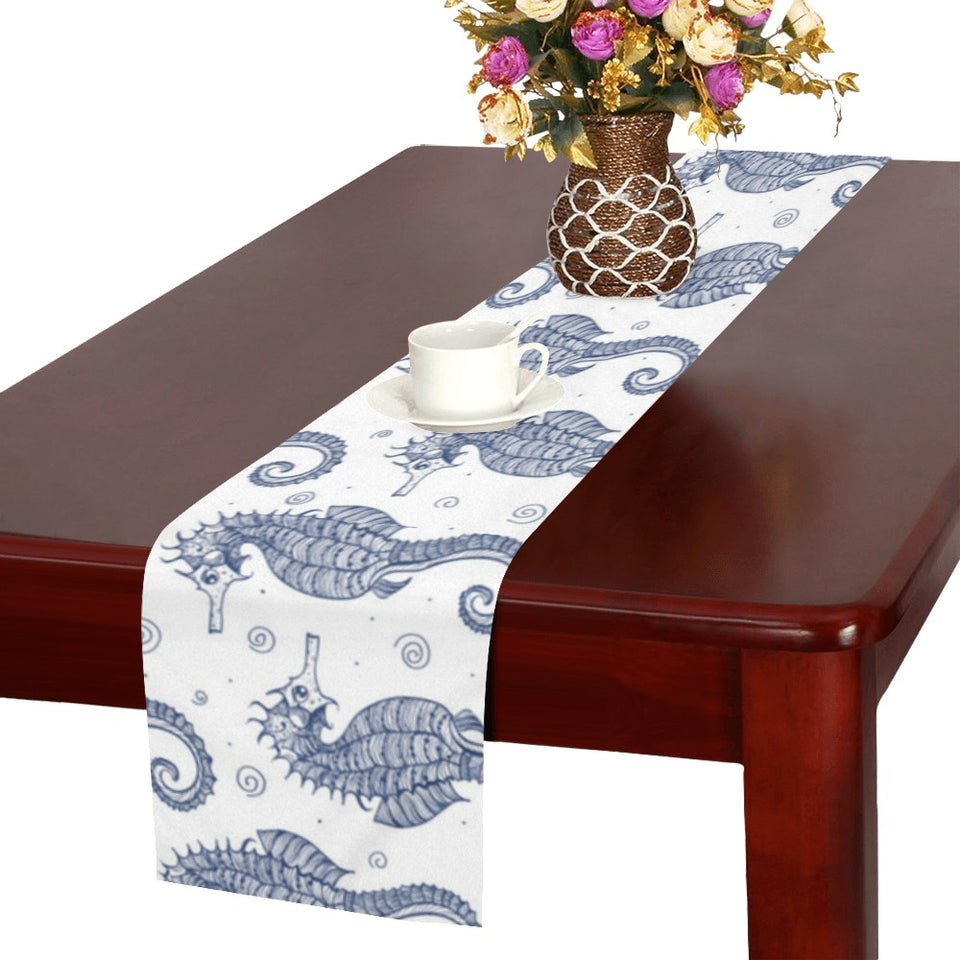 Seahorse pattern background Table Runner